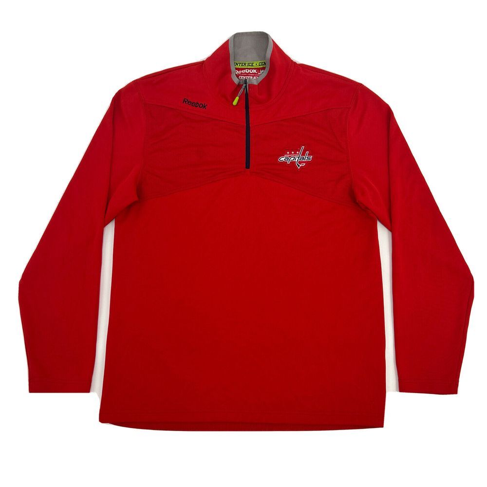 Washington Capitals Shirt Men's M Red Reebok‎ Center Ice Collection 1/4 Zip NHL